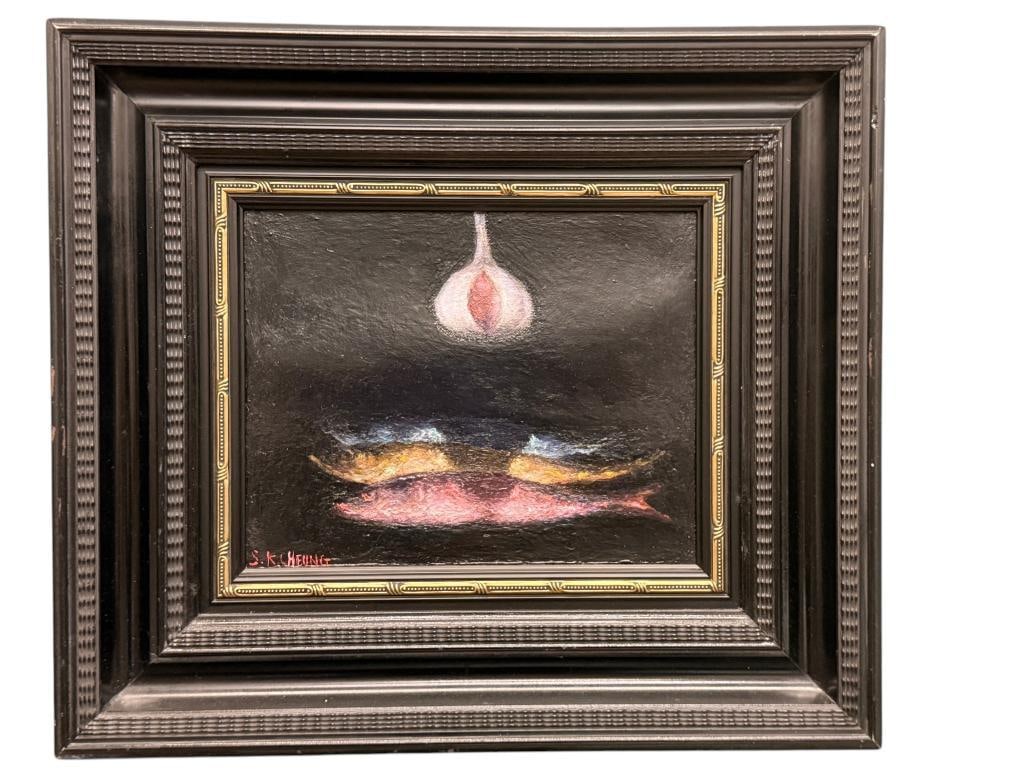 Siu Kui Cheung signed oil on canvas: Siu Kui Cheung signed oil on canvas. Approx. 7.5 x 9.5 inches. Frame approx. 16.5 x 14.5 inches.