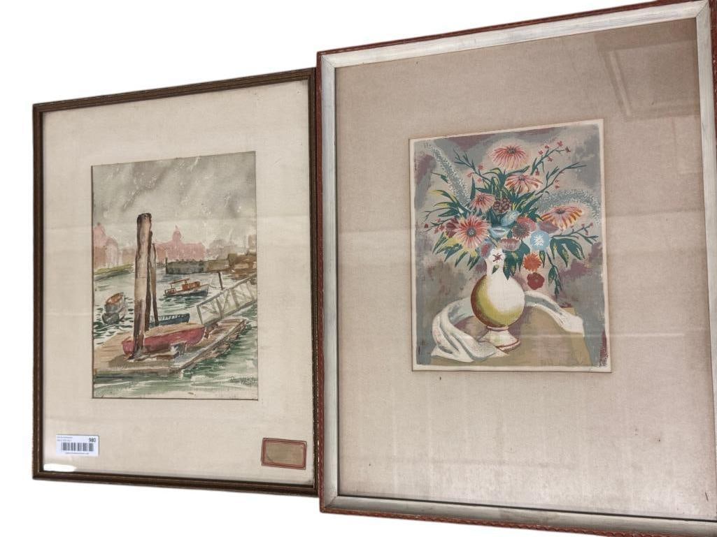 Peter Wetzler and Selwyn signed watercolors: Peter Wetzler and Selwyn signed watercolors. 2 pieces. Selwyn frame approx. 21 x 17 inches.