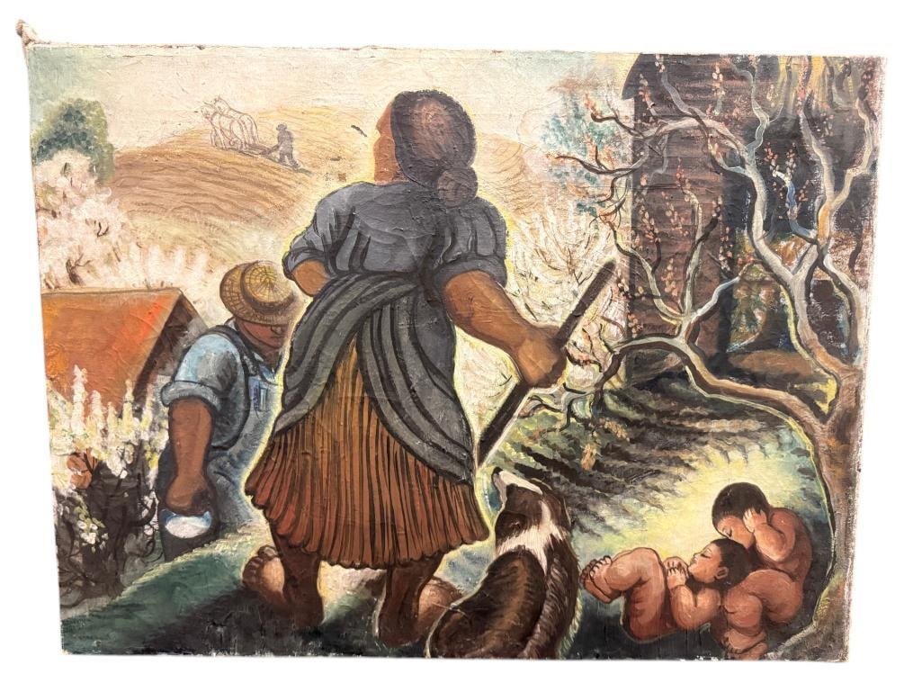 O. Nuhfer oil on canvas Spring: O. Nuhfer oil on canvas Spring. Attributed to Olive Nuhfer. Approx. 23.5 x 17.5 inches.