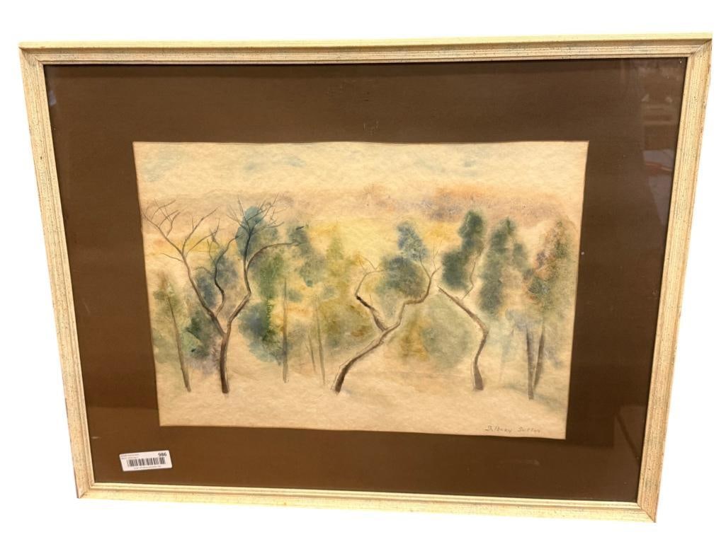 Bernice Perry Sutton signed watercolor: Bernice Perry Sutton (1908-1977) signed watercolor. Approx. 20 x 14.5 inches. Frame approx. 29 x 24 inches.
