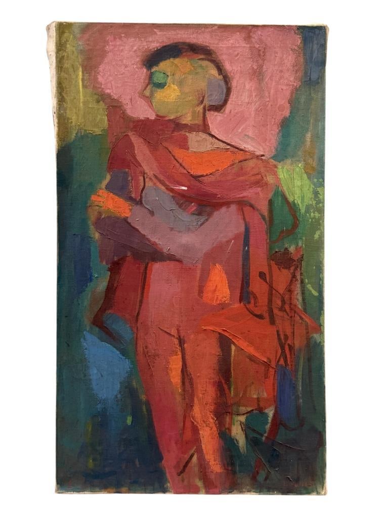 Bernice Perry Sutton signed abstract: Bernice Perry Sutton (1908-1977) signed abstract of a woman. Approx. 35 x 20 inches.