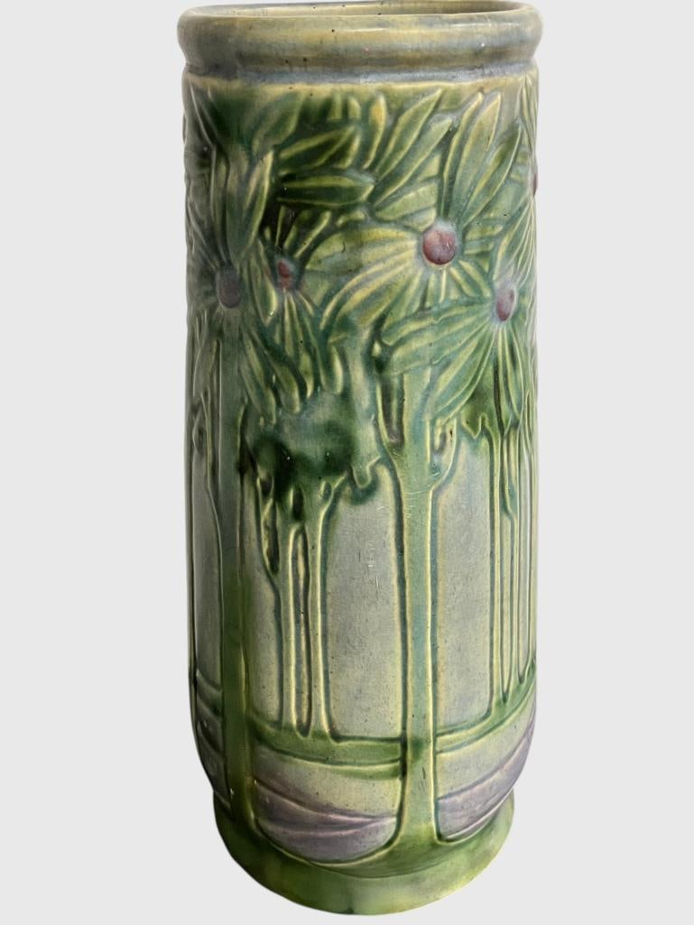 Roseville Pottery Vista Vase: Roseville Pottery Vista Vase. Approx. 15 x 6 x 6 inches.