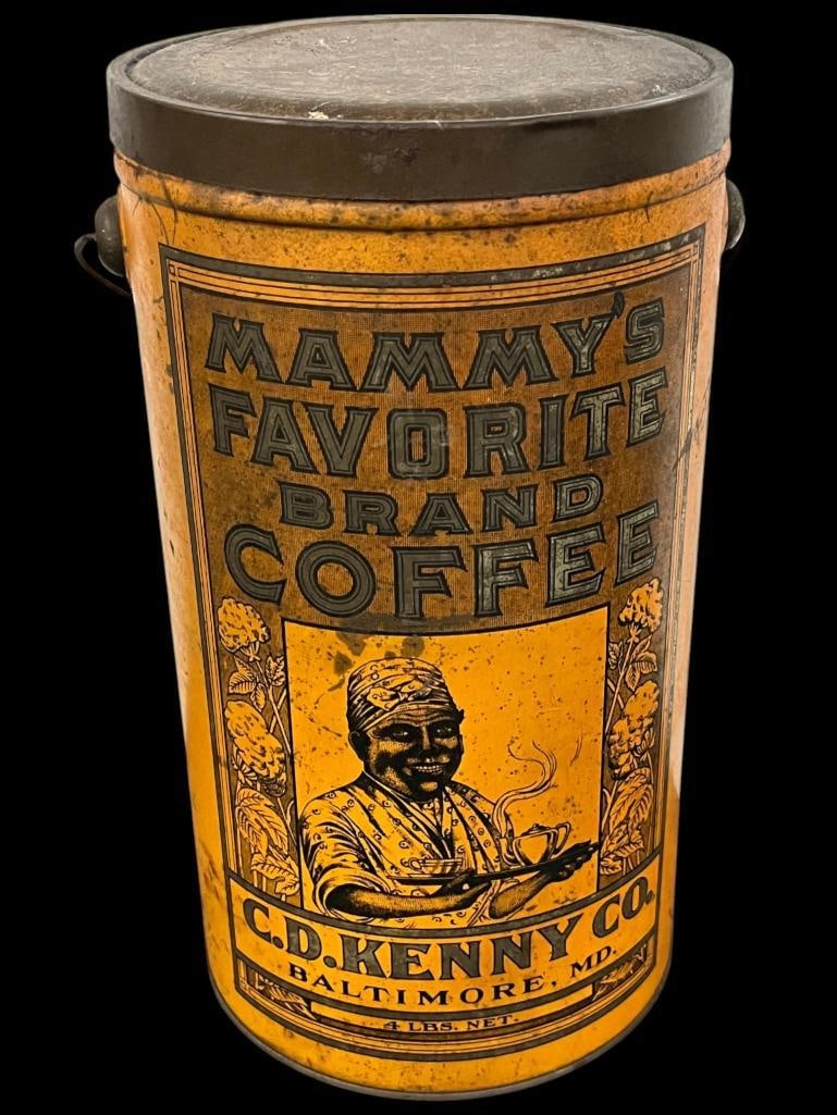 Mammy's Favorite Brand Coffee tin: Mammy's Favorite Brand Coffee tin. Approx. 11 x 6 x 6 inches.