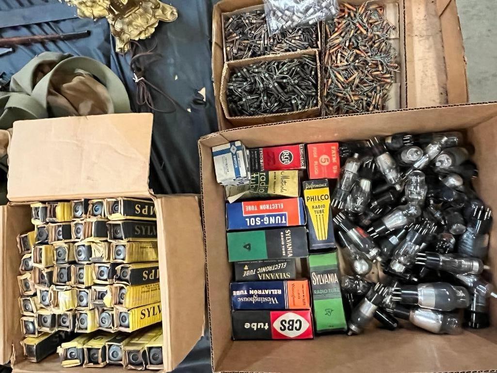 Group of vintage radio tubes, resistors and more (1 of 4)