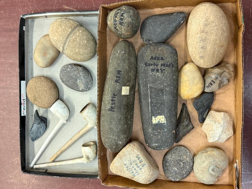 Native American stone tools, pipes etc. (1 of 3)