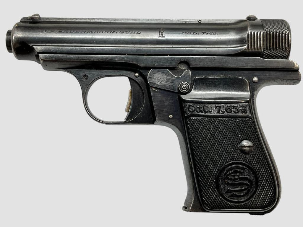 JP Sauer & Sohn Model 1930 Pistol: JP Sauer & Sohn Model 1930 semi auto Pistol. cal. 7.65mm. Serial # 215708.