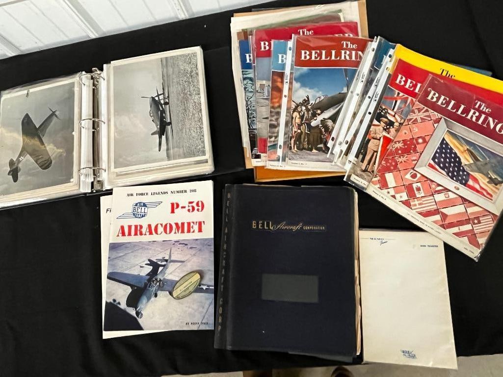 Bell Aircraft Ephemera Group and employee badge: Large Bell Aircraft Ephemera Group and employee badge. Approx.