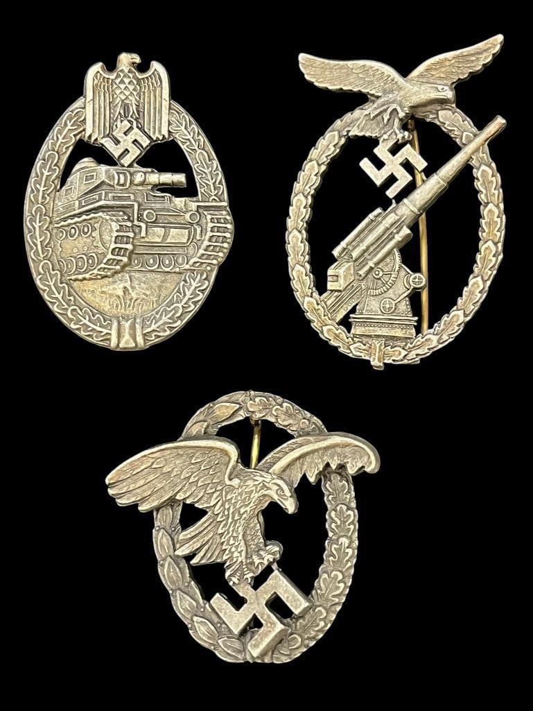 3 German Third Reich badges: 3 German Third Reich badges.