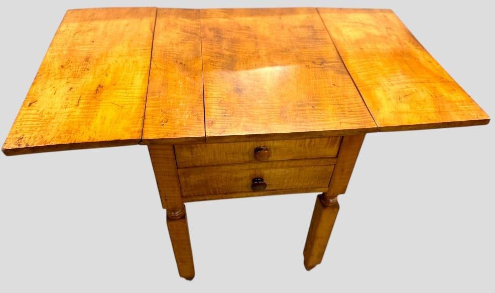 Tiger Maple Drop Leaf 2 Drawer Stand (1 of 4)