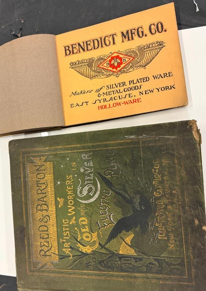 Reed & Barton and Benedict Mfg. Co. books: Reed & Barton 1884 Gold and Silver Plate Catalogue and Benedict Mfg. Co. 1907 Hollow Ware and Plate catalog. 2 books total.