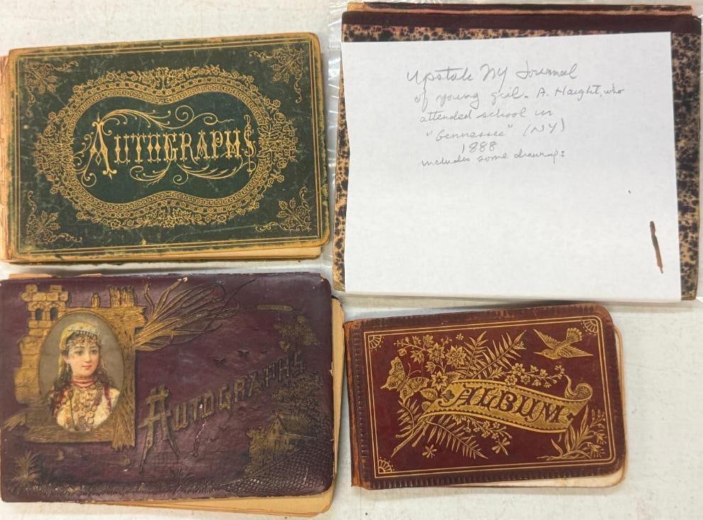 1888 Upstate NY Journal and Autograph books: 1888 Upstate NY Journal and Autograph books. 4 pieces. Approx. 9 x 7 inches.