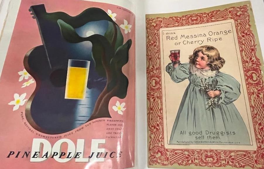 Group of food, beverage and household goods advertising: Group of food, beverage and household goods advertising. Coca Cola, Hires, Jello etc. Approx. 18 x 14 inches.