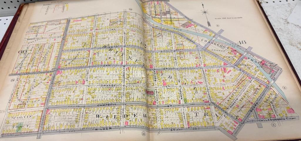 1911 Rochester atlas and 1900 Plat Book: 1911 Rochester atlas and 1900 Plat Book. 2 pieces. Approx. 24 x 19 inches.