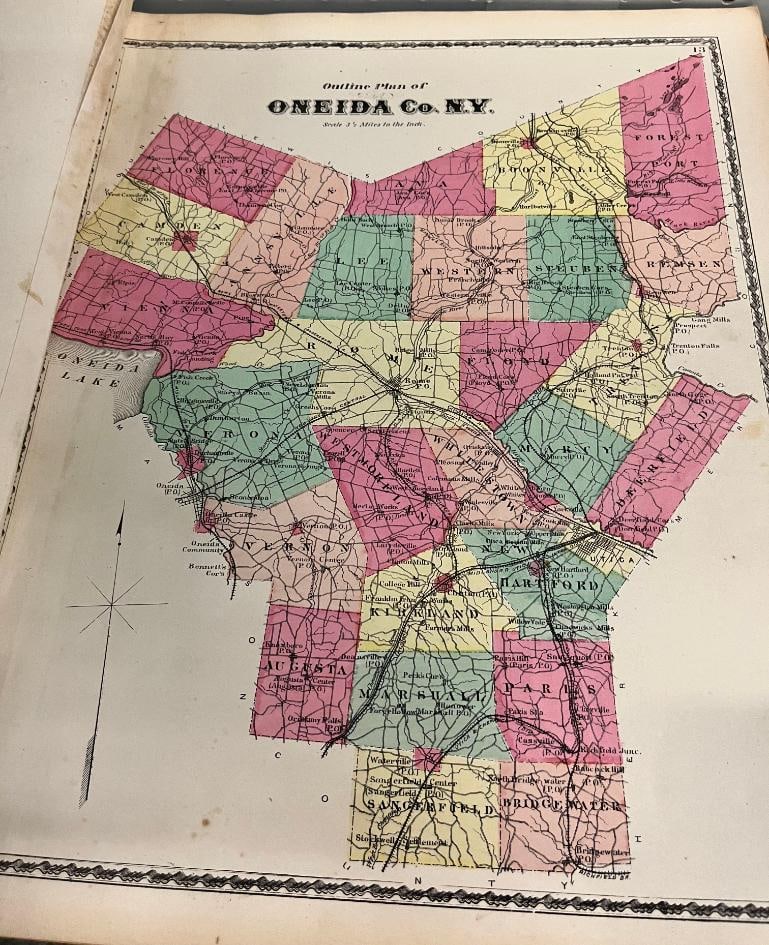 2 1874 Atlas of Oneida County New York: 2 1874 Atlas of Oneida County New York. Approx. 17 x 14 inches.