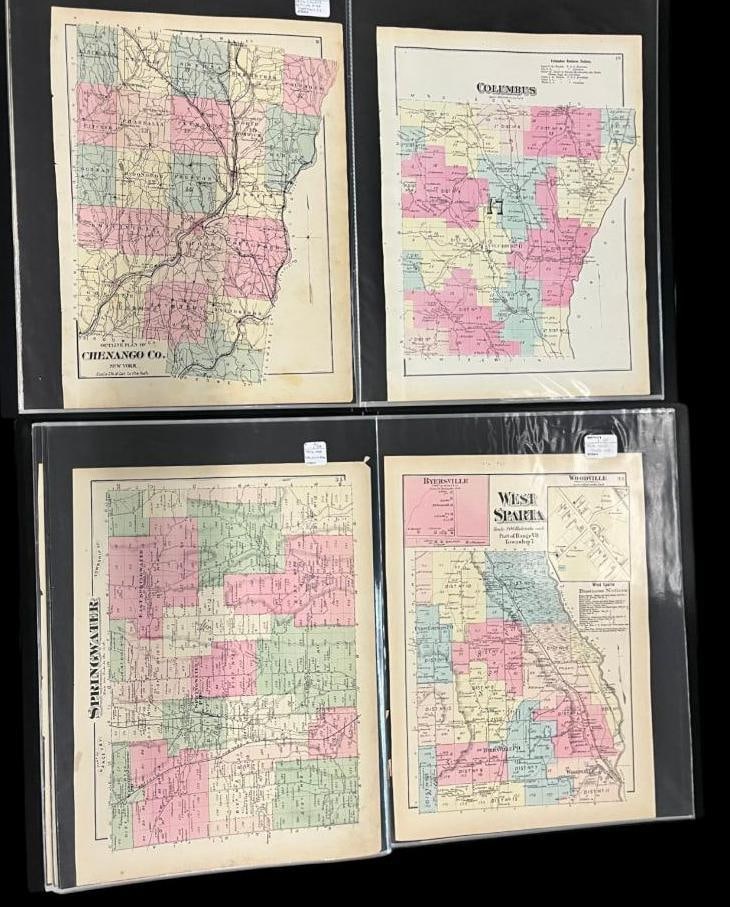 Seneca, Livingston, Onondaga, Chenango & Cortland County maps: Seneca, Livingston, Onondaga, Chenango & Cortland County maps, Syracuse photos etc. 2 books. Approx. 18 x 15 inches.