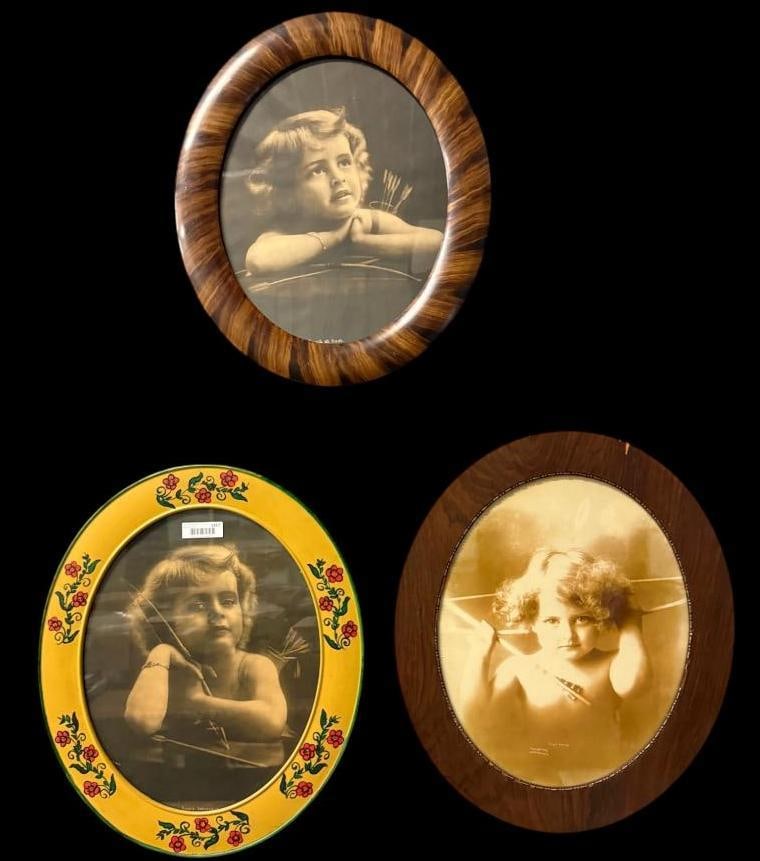 3 Oval Cupid prints: 3 Oval Cupid prints. Approx. 25 x 21 inches.