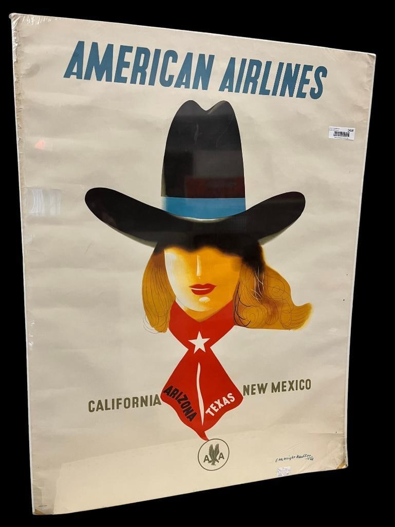 1948 E. Mcknight Kauffer American Airlines poster: 1948 E. Mcknight Kauffer American Airlines poster. Approx. 40 x 31 inches.