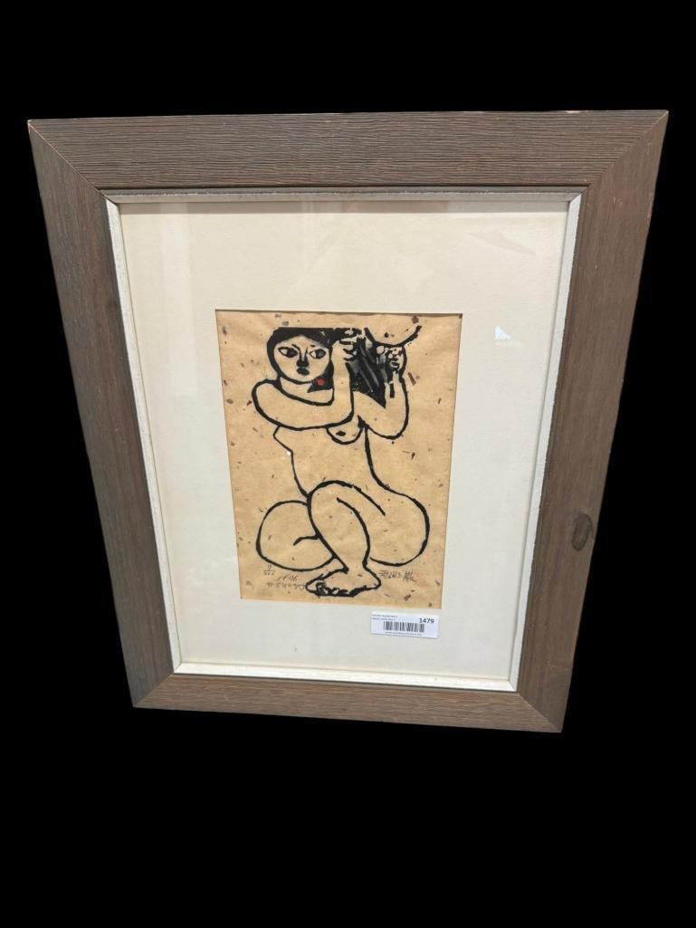 Iwao Akiyama signed print: Iwao Akiyama signed print. Number 7 of 200. Approx. 11 x 8 inches. Frame approx. 22 x 18 inches.