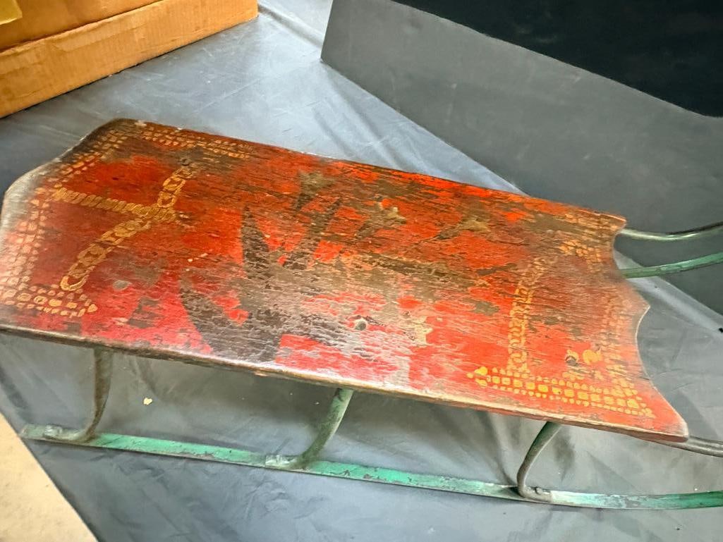 Antique hand painted runner sled - 2