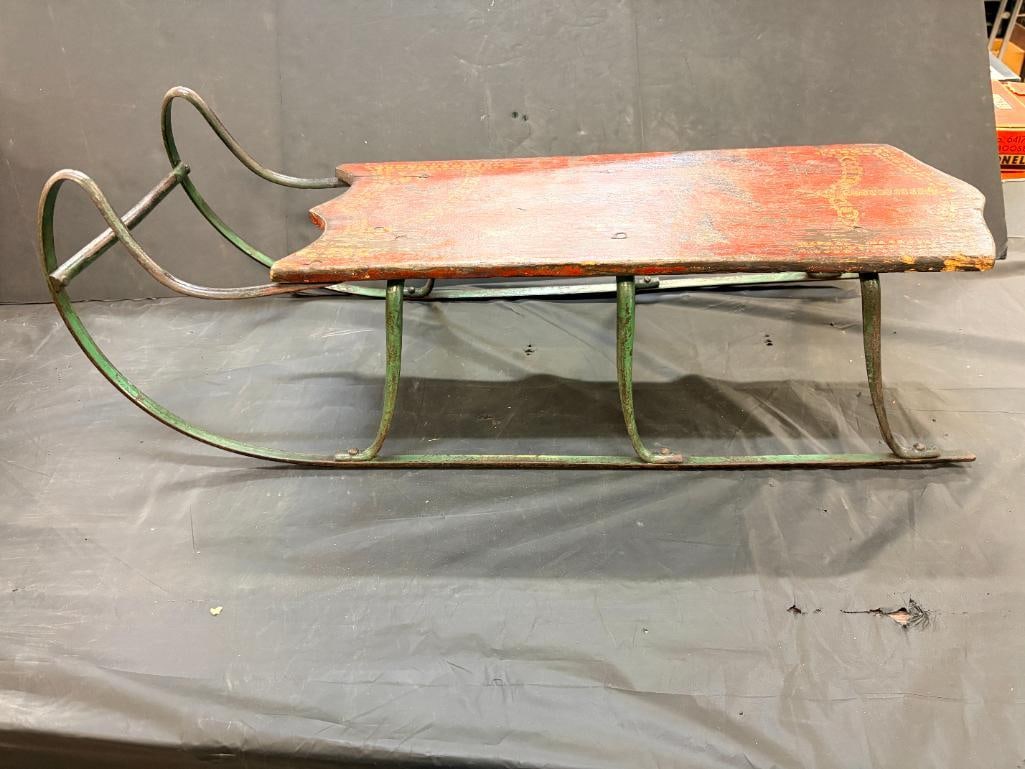 Antique hand painted runner sled - 3