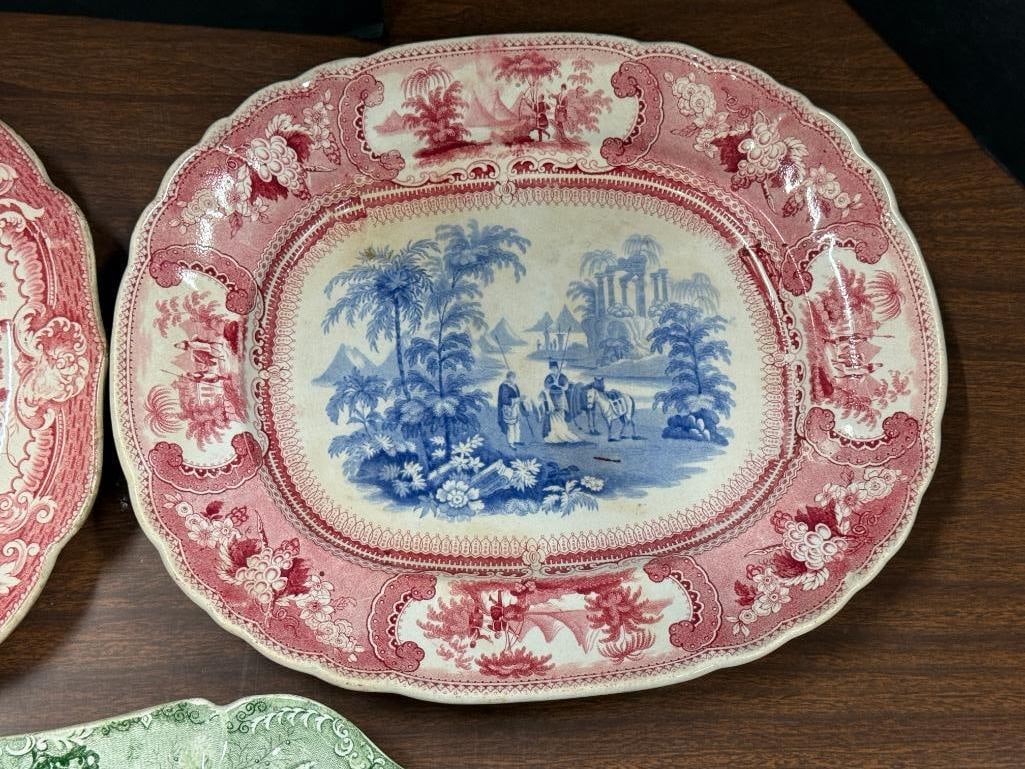 3 Transferware platters - 4
