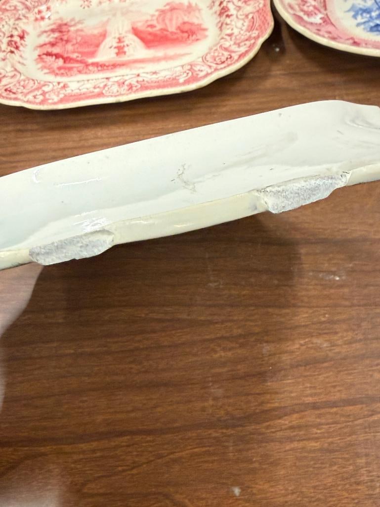 3 Transferware platters - 6
