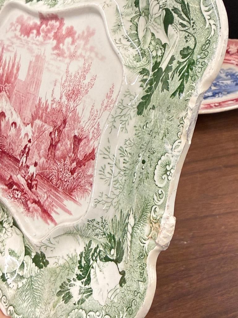 3 Transferware platters - 7