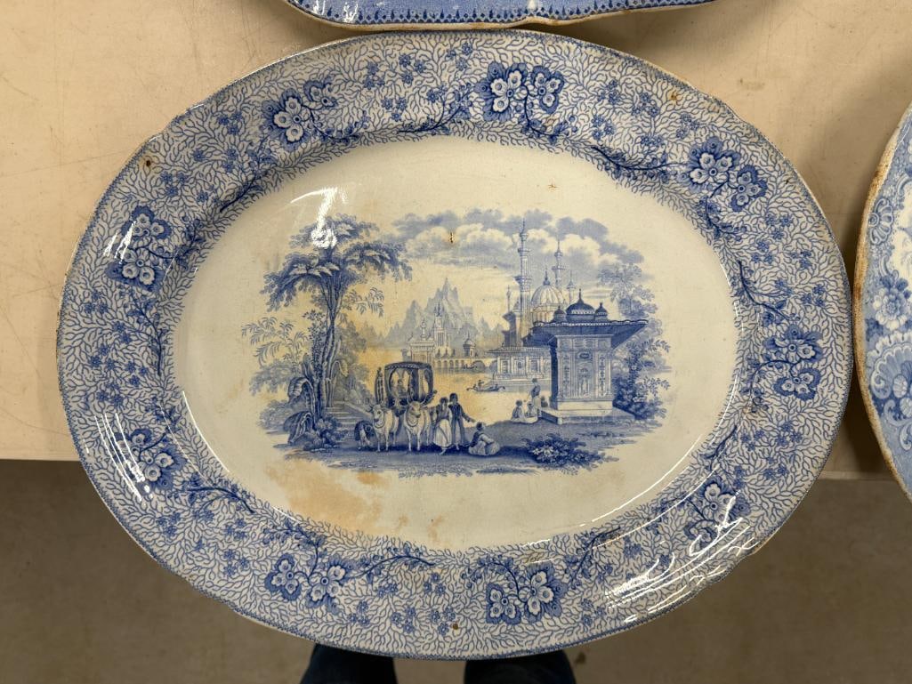 4 Transferware platters - 2