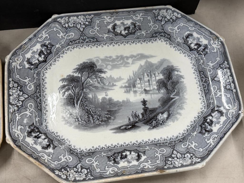 3 Transferware platters - 4