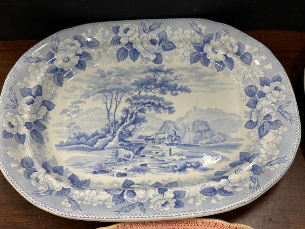 4 Transferware platters - 2