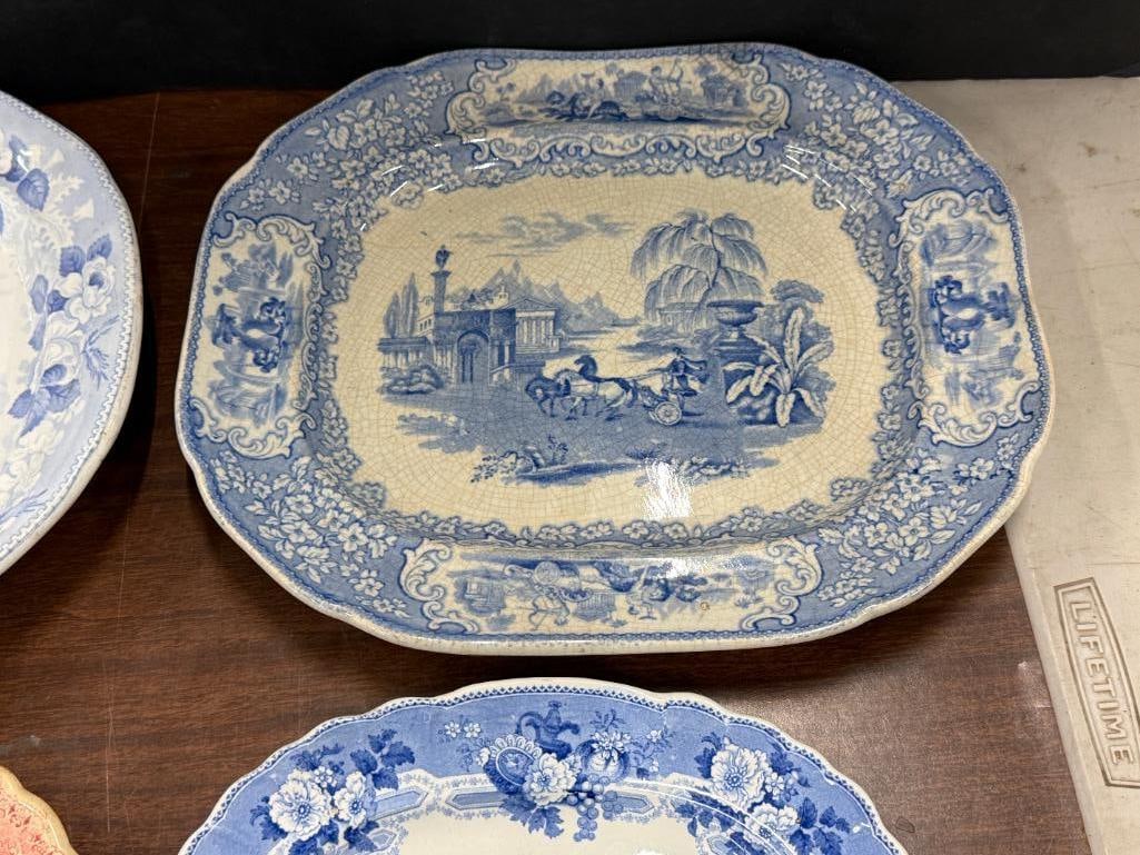 4 Transferware platters - 5