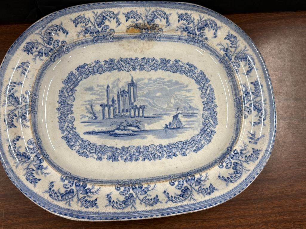 7 Transferware platters - 12