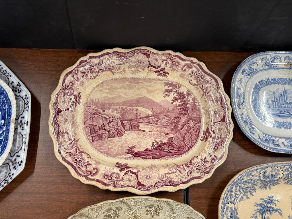7 Transferware platters - 8