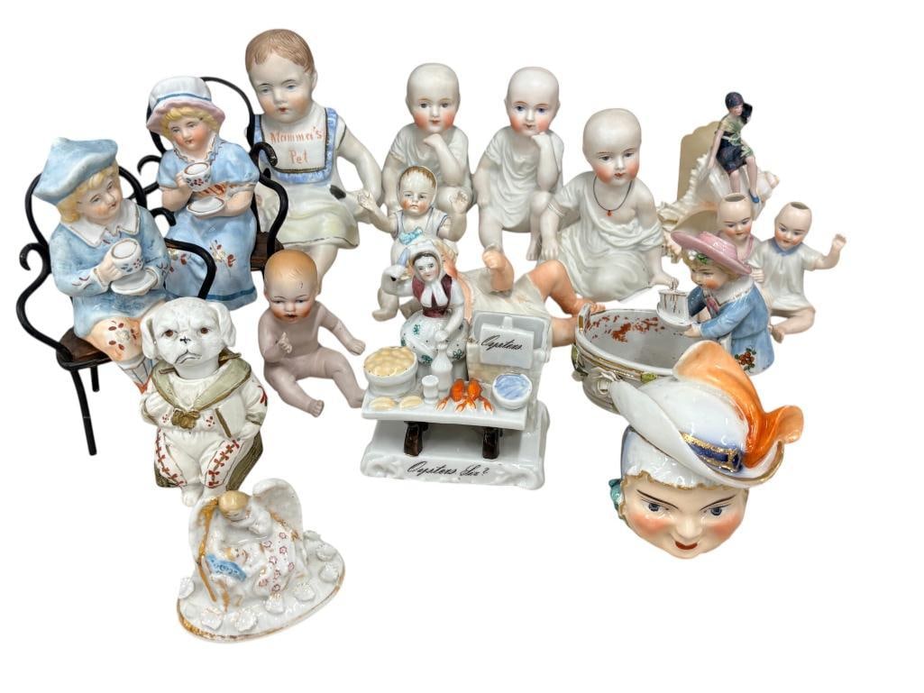 Bisque Baby figurines and more: Bisque Baby figurines and more. Approx. 16 pieces.
