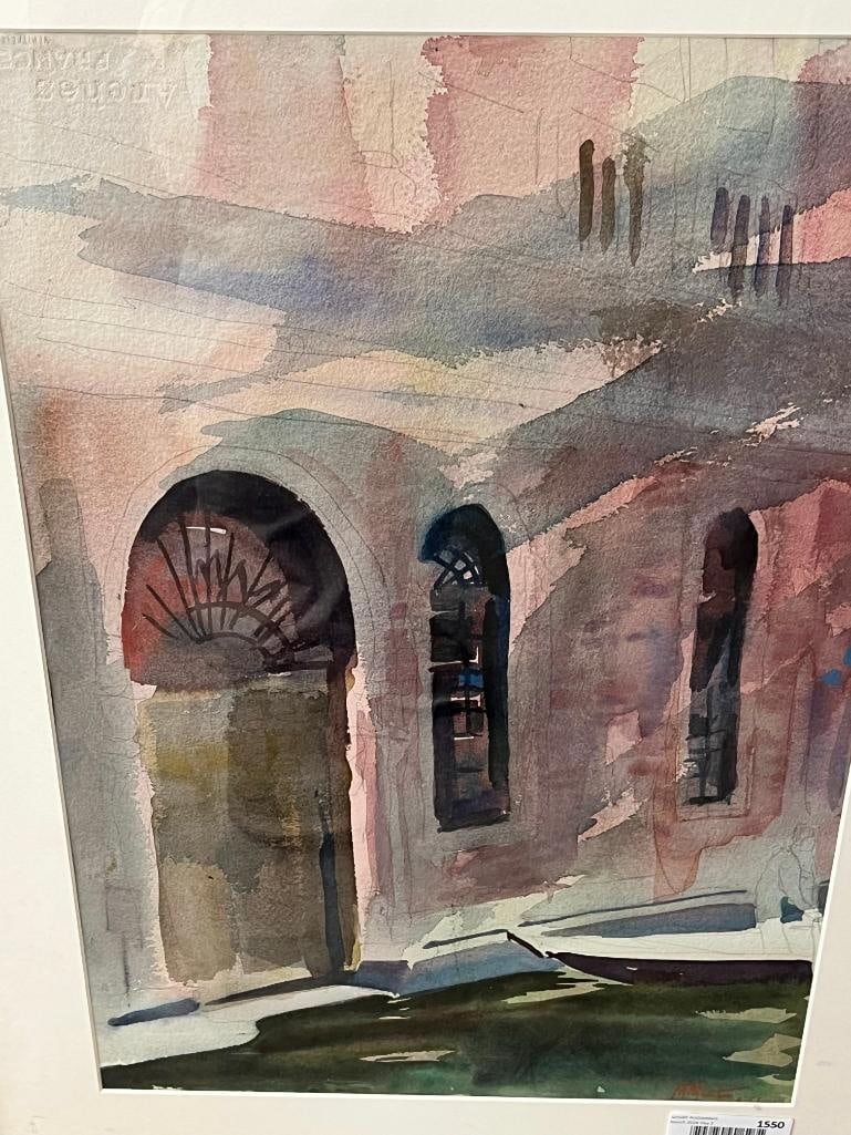 M. Martin signed watercolor: Margaret Martin signed watercolor. From Venetian trip. Approx. 14.5 x 22 inches. Frame approx. 30 x 22 inches.