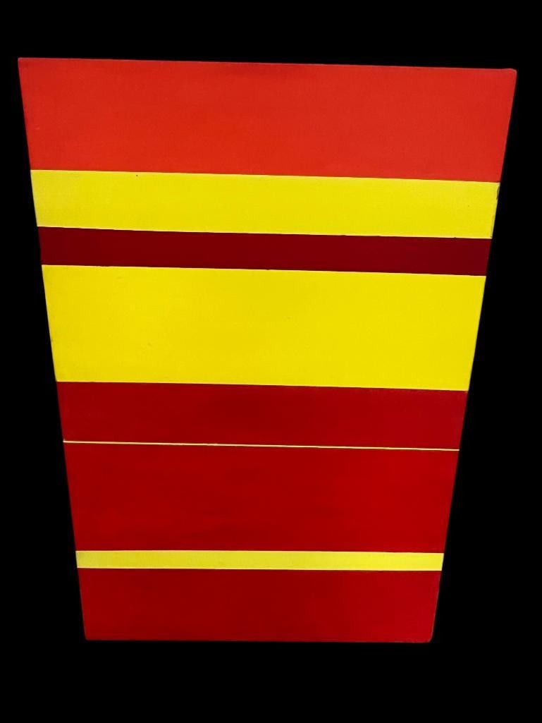 Bruce Beyers 1974 oil on canvas: Bruce Beyers 1974 abstract oil on canvas. Approx. 30 by 25 inches.