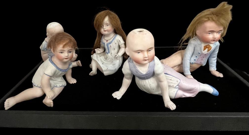 5 Bisque figurines: 5 Bisque figurines. Tallest approx. 5 inches.