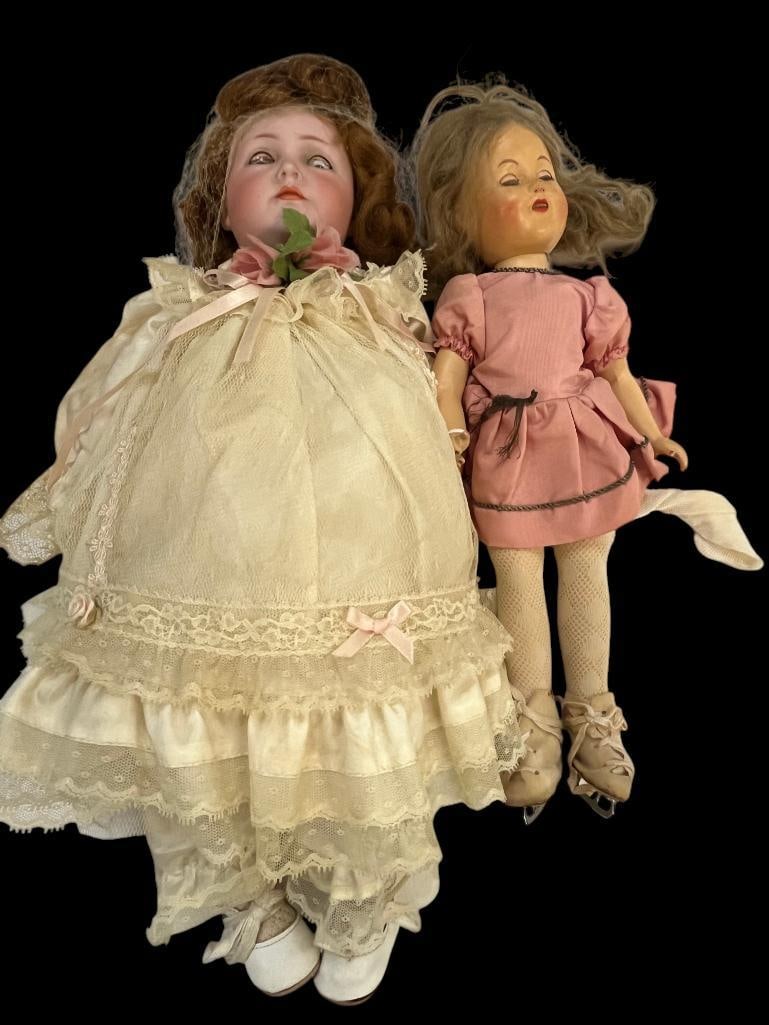 Porcelain and composition doll: Porcelain and composition doll. 2 pieces. Porcelain approx. 18 inches.