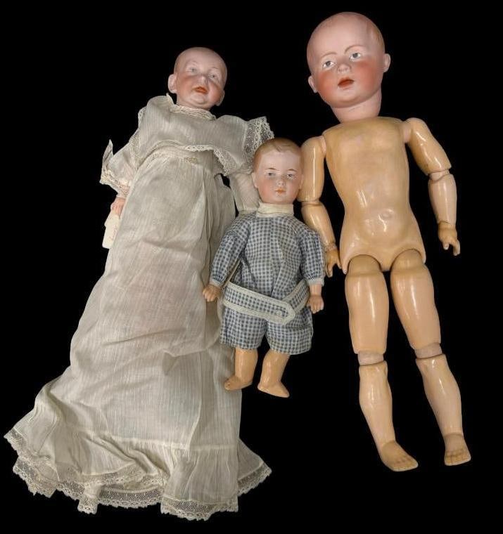 3 porcelain dolls: 3 porcelain dolls, including Kammer & Reinhardt and S & Co. Geschützt. Tallest approx. 19 inches.