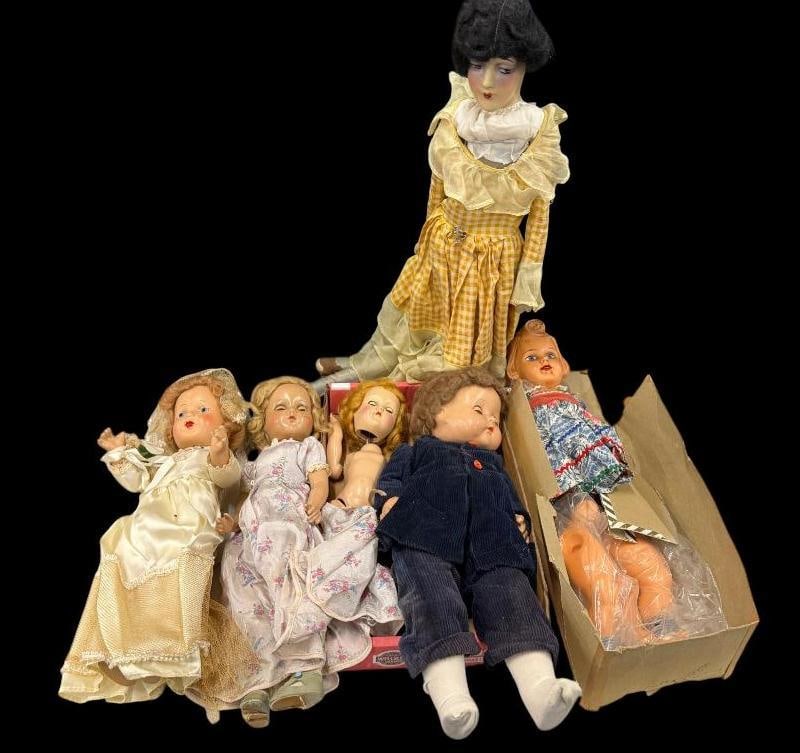 Group of 6 composition dolls: Group of 6 composition dolls. Tallest approx. 22 inches.