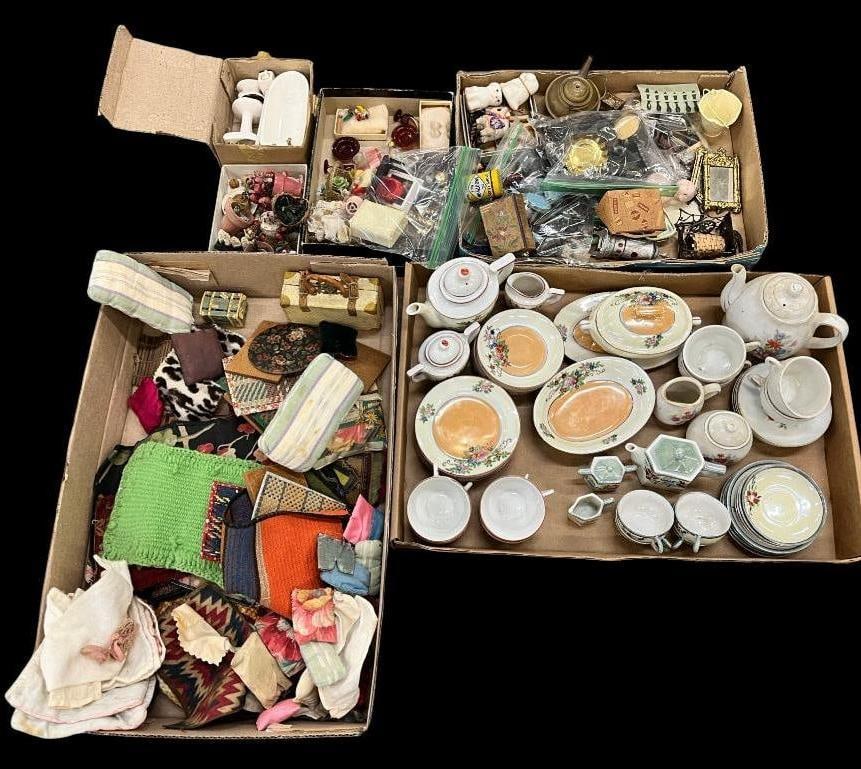 Dollhouse furniture, childrens tea set and more: Dollhouse furniture, childrens tea set and more.