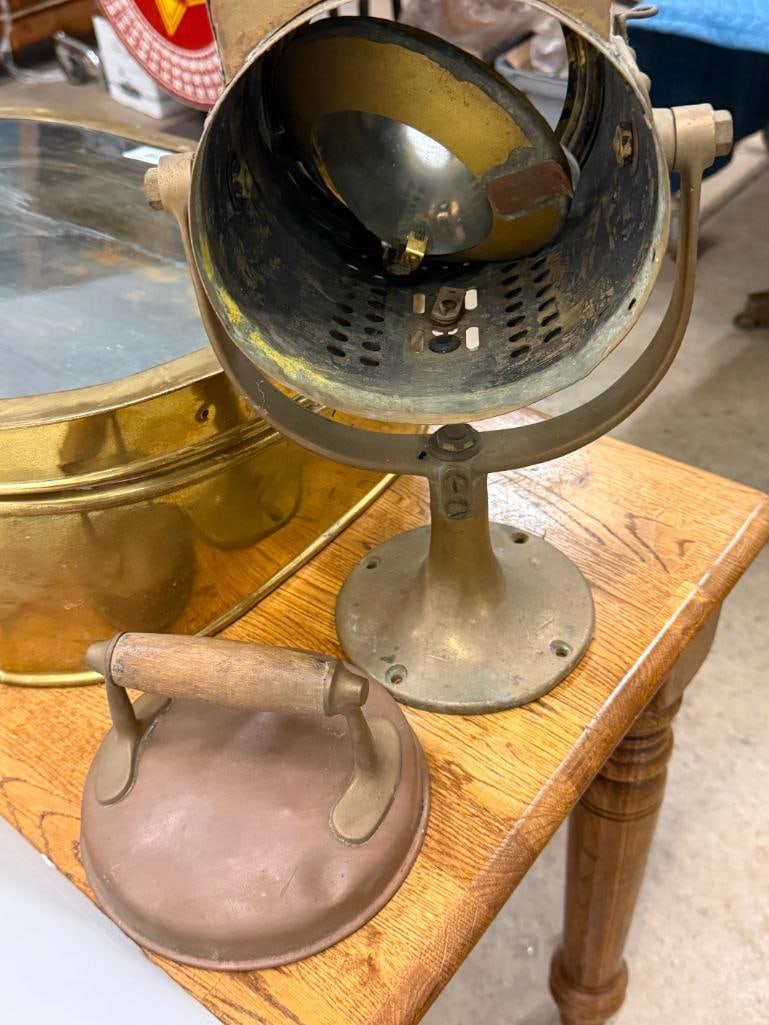 Brass display case and ship light - 3