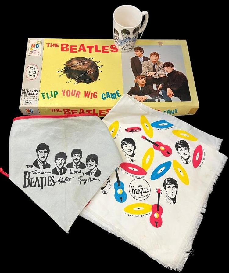 Beatles Flip Your Wig game, mug, bandana etc.: Beatles Flip Your Wig game, mug, bandana etc. 4 pieces.