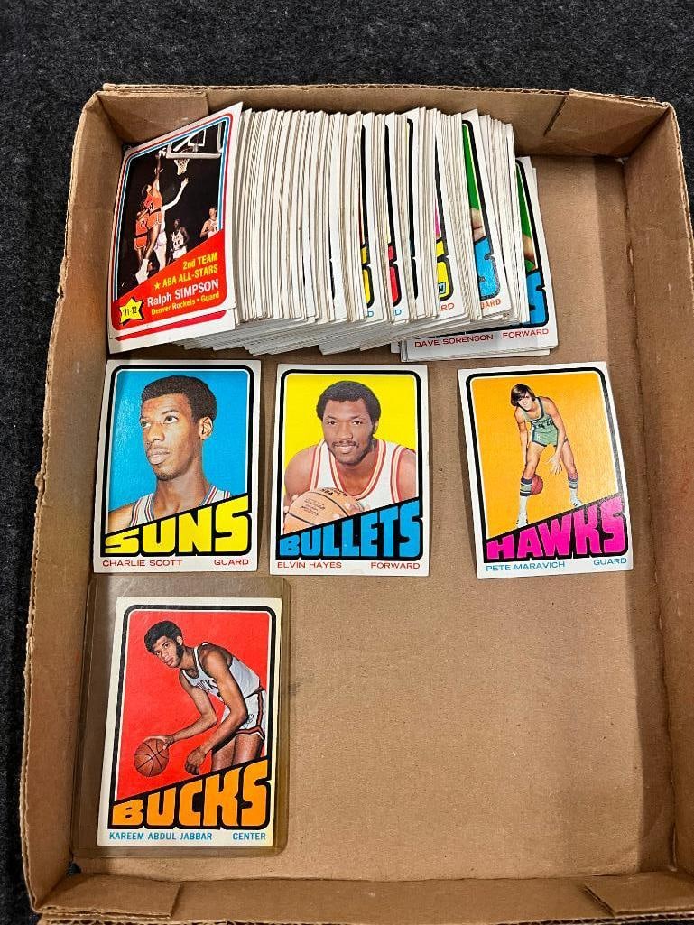 1972 Topps Basketball cards: 1972 Topps Basketball cards including Elvin Hayes, Pete Maravich, Charlie Scott, Kareem Abdul-Jabbar and more.