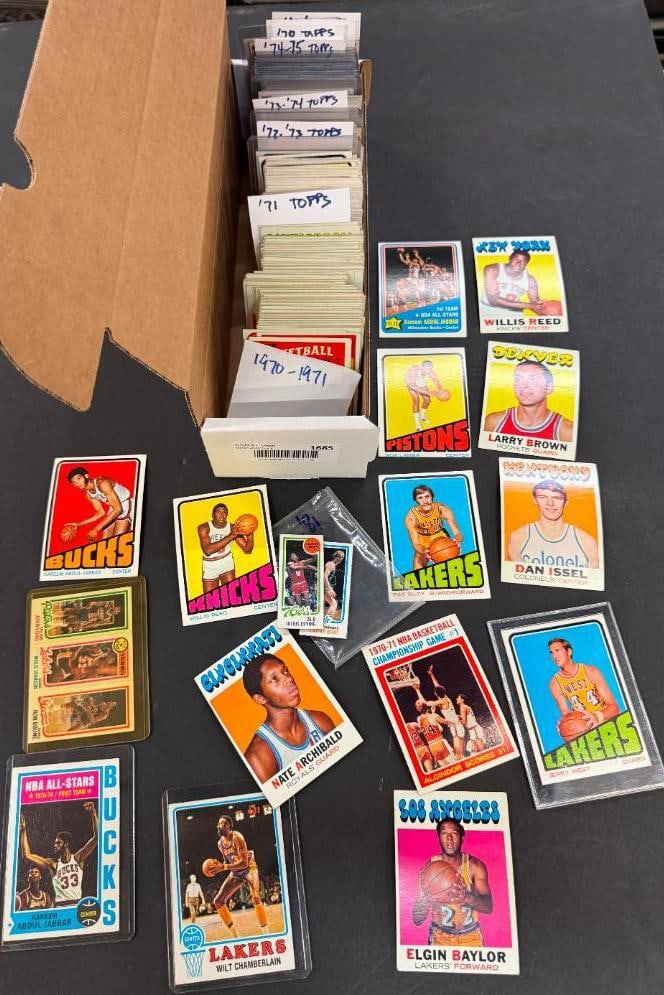 Large Group Basketball Cards incl. several near complete sets: Group of Basketball Cards incl. 71-72 Topps Near complete Set, 72-73 Topps Near complete Set, 73-74 Topps Near complete Set, 74-75 Topps Near complete set, 70's Basketball, Approx. 800 cards