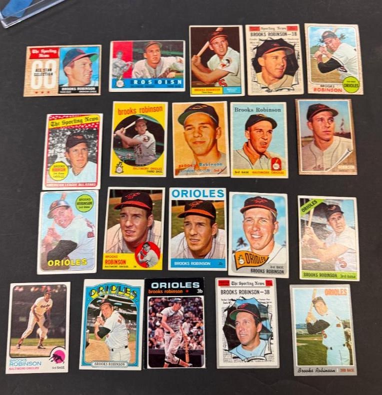 Brooks Robinson 1957 Rookie Topps Baseball Card and more: Brooks Robinson 1957 Rookie Topps Baseball Card and 1957-1972 Brooks Robinson Cards, 20 cards total