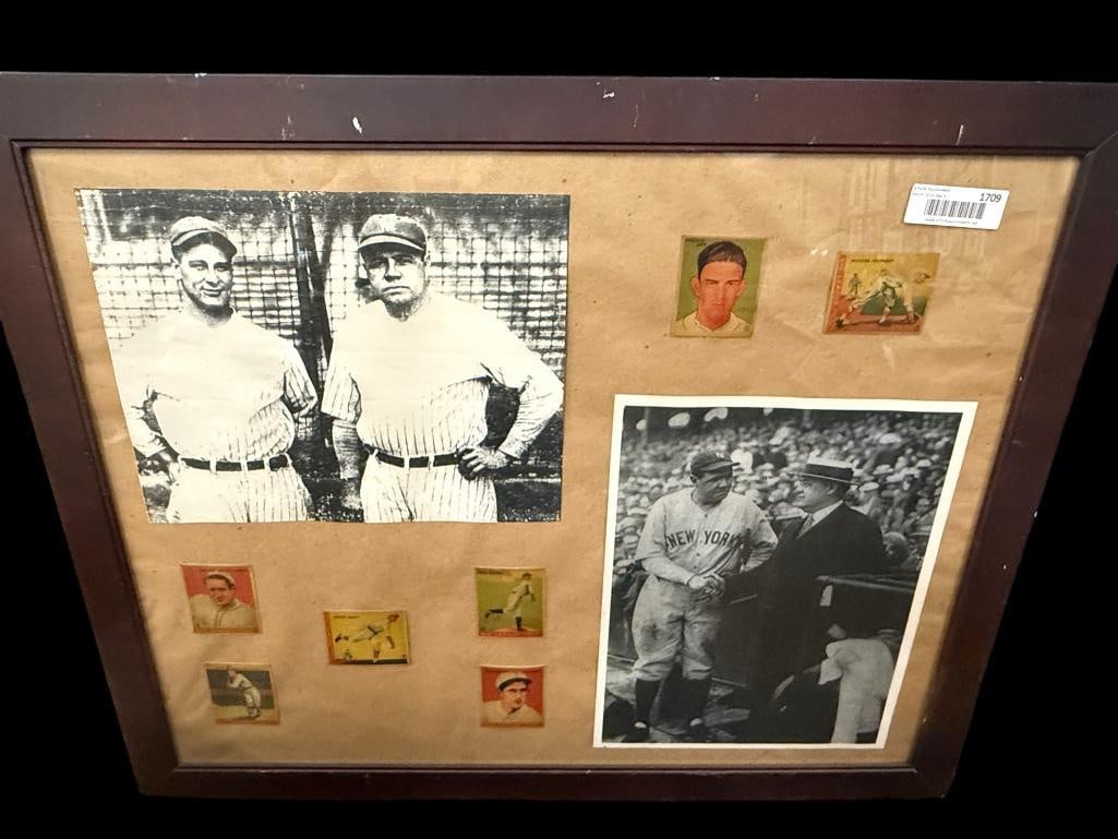 Babe Ruth photos and baseball cards in frame (1 of 5)
