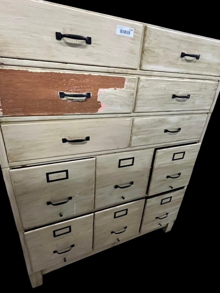 12 Drawer filing cabinet: 12 Drawer filing cabinet. Approx. 55 x 42 x 17 inches.