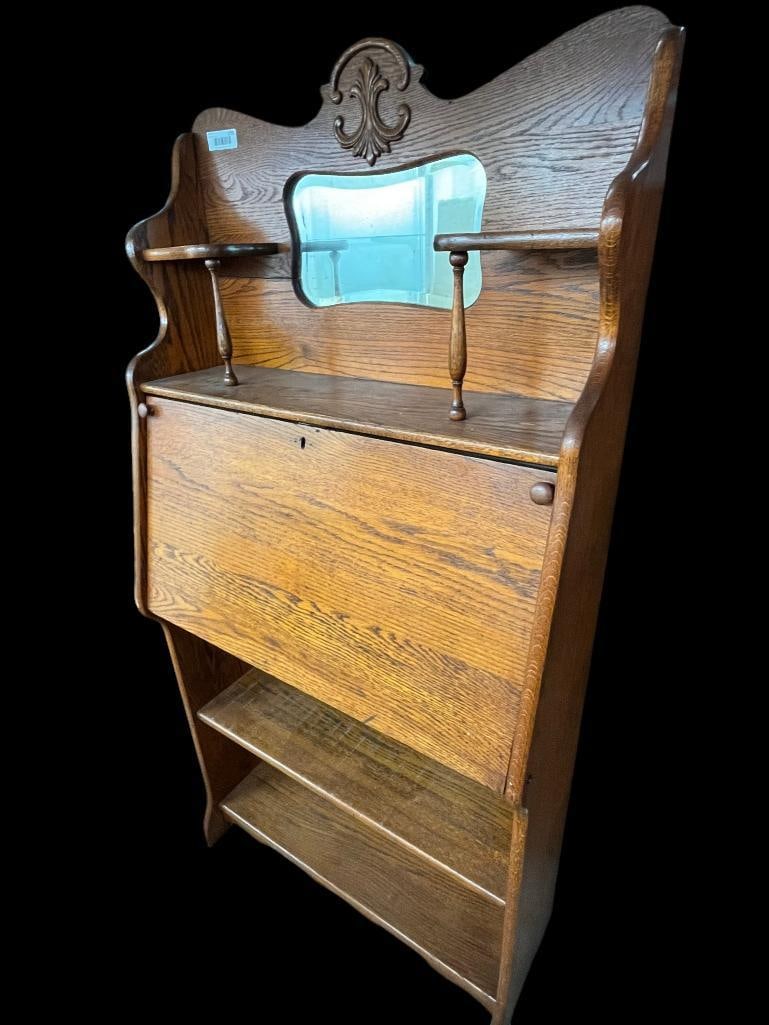 Victorian Oak drop front secretary: Victorian Oak drop front secretary. Approx. 62 x 31 x 13 inches.