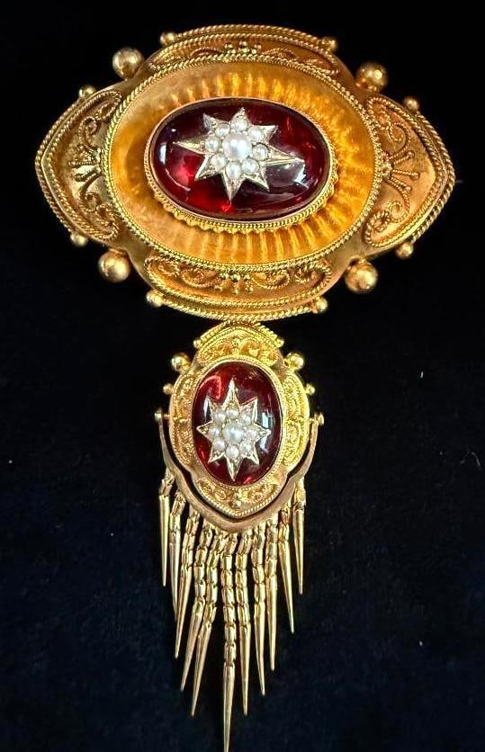 Gold Brooch and Earring set - 2